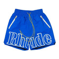 RHUDE Outline Script Logo Drawstring Athletic Shorts - Blue