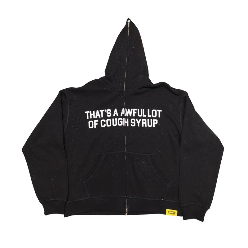 That's A Awful Lot Of Cough Syrup Classic Logo Full-Zip Hoodie - Black