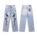 Hellstar Light Wash Flame Graphic Denim Jeans
