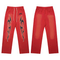 Hellstar Flame Graphic Drawstring Sweatpants red