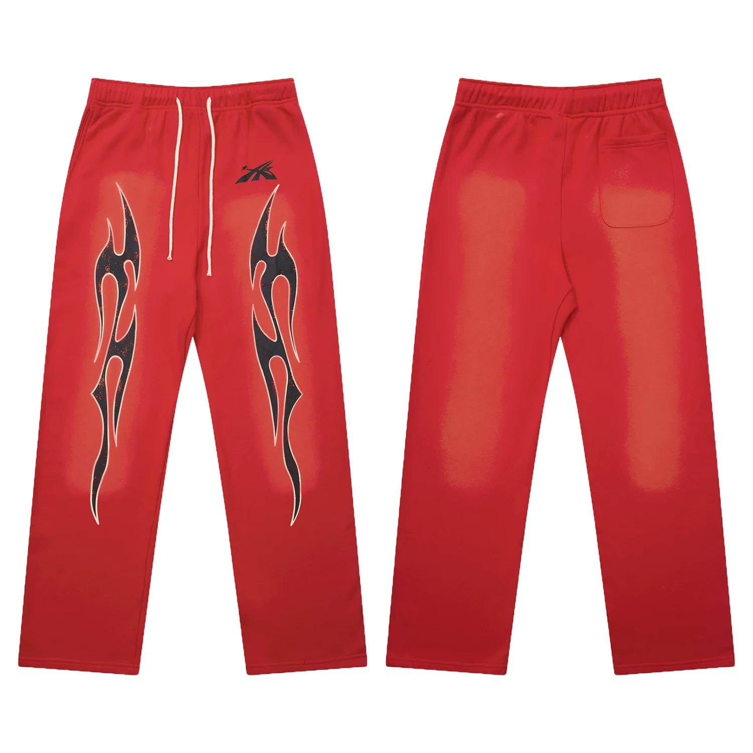 Hellstar Flame Graphic Drawstring Sweatpants red