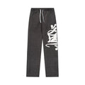 Syna World Vintage Loose-Fit Graffiti Graphic Sweatpants (Dark Grey / White)