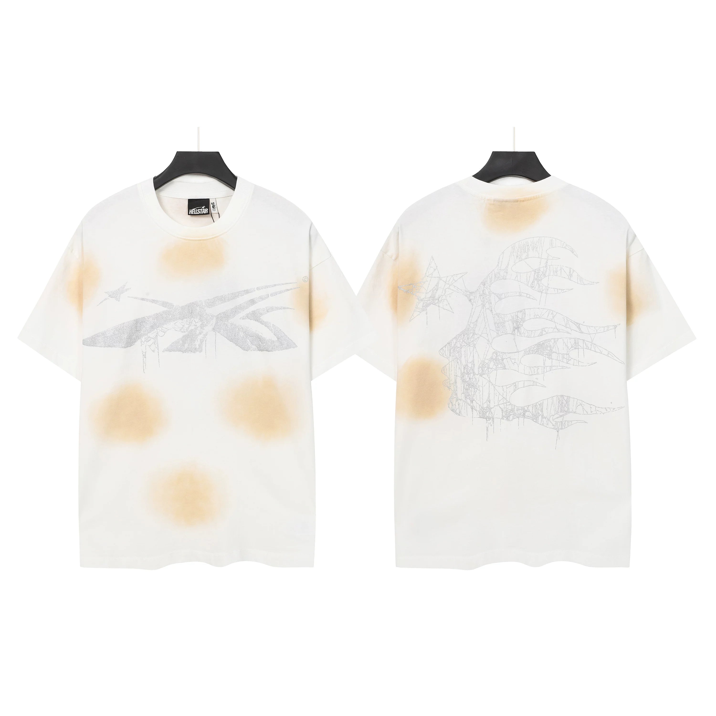 Hellstar Airbrush Bleach Effect Logo Graphic Tee - White