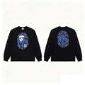 BAPE Style Big Camo Ape Head Long-Sleeve Tee - Black/Blue