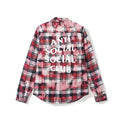 Anti Social Social Club Bleached Plaid Flannel Shirt - Red/Black/Pink