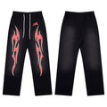 Hellstar Flame Graphic Drawstring Sweatpants black