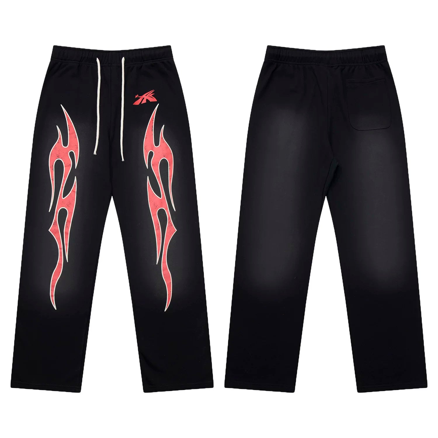 Hellstar Flame Graphic Drawstring Sweatpants black