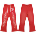 Hellstar Flared Flame Graphic Drawstring Sweatpants red