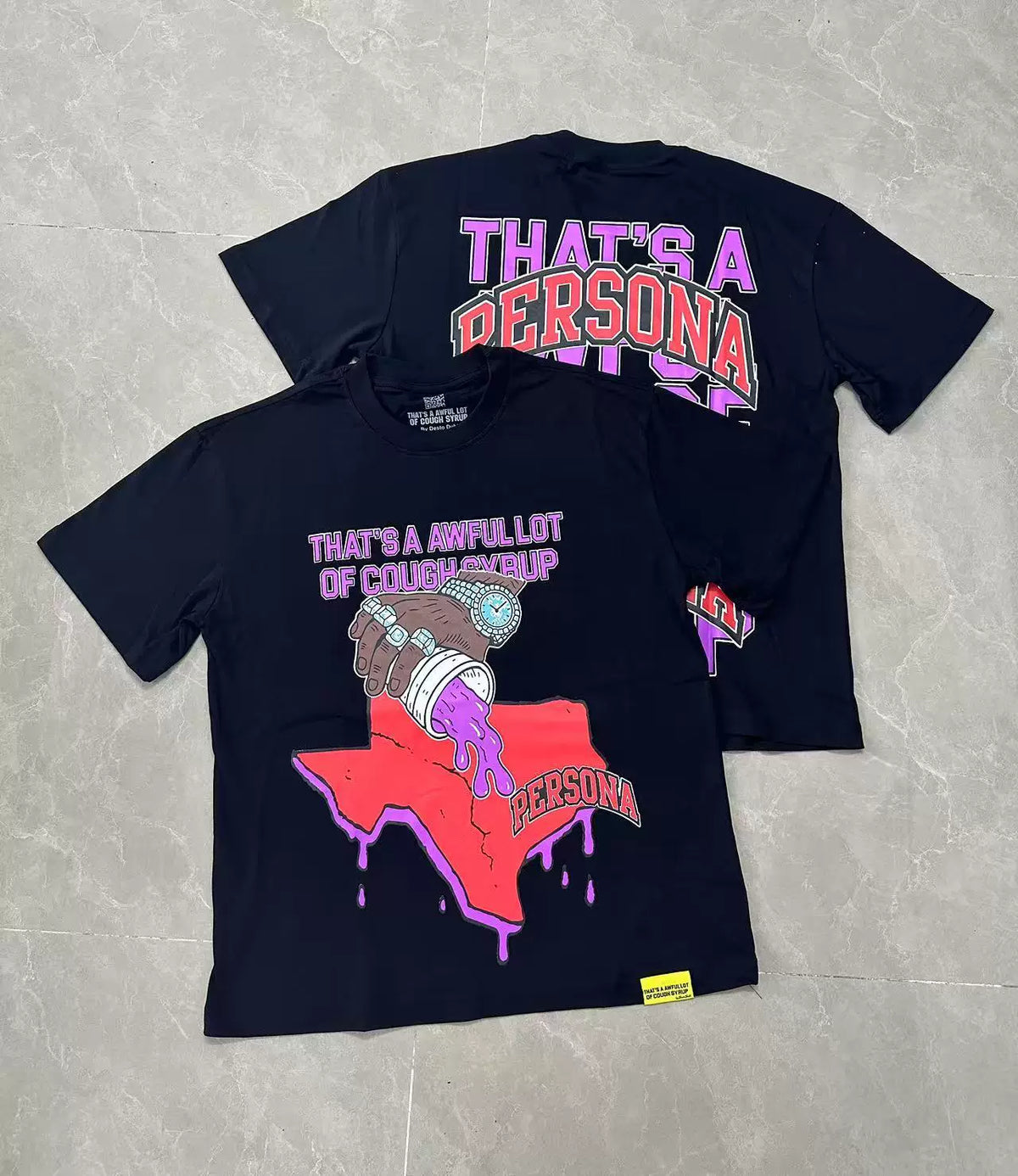 That's A Awful Lot Of Cough Syrup Texas Double Cup Graphic T-Shirt - Black
