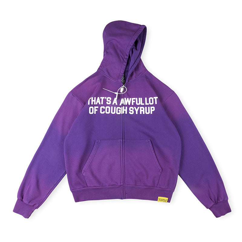 That's A Awful Lot Of Cough Syrup Gradient Zip Hoodie - Purple