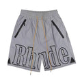 RHUDE Outline Script Logo Drawstring Athletic Shorts - Grey