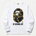 BAPE Style "BY BATHING APE" Camo Ape Head Long-Sleeve Tee - White/Yellow