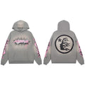 Hellstar Pink & Black Flaming Logo Grey Hoodie