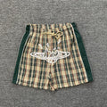 Broken Planet Market Shattered Planet Plaid Nylon Shorts - Beige / Green