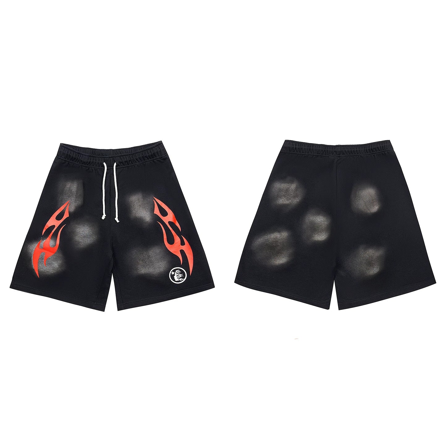 Hellstar Tribal Flame & Smudge Black Shorts red