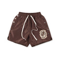 SAINT VANITY Graphic Side-Snap Nylon Shorts - Brown