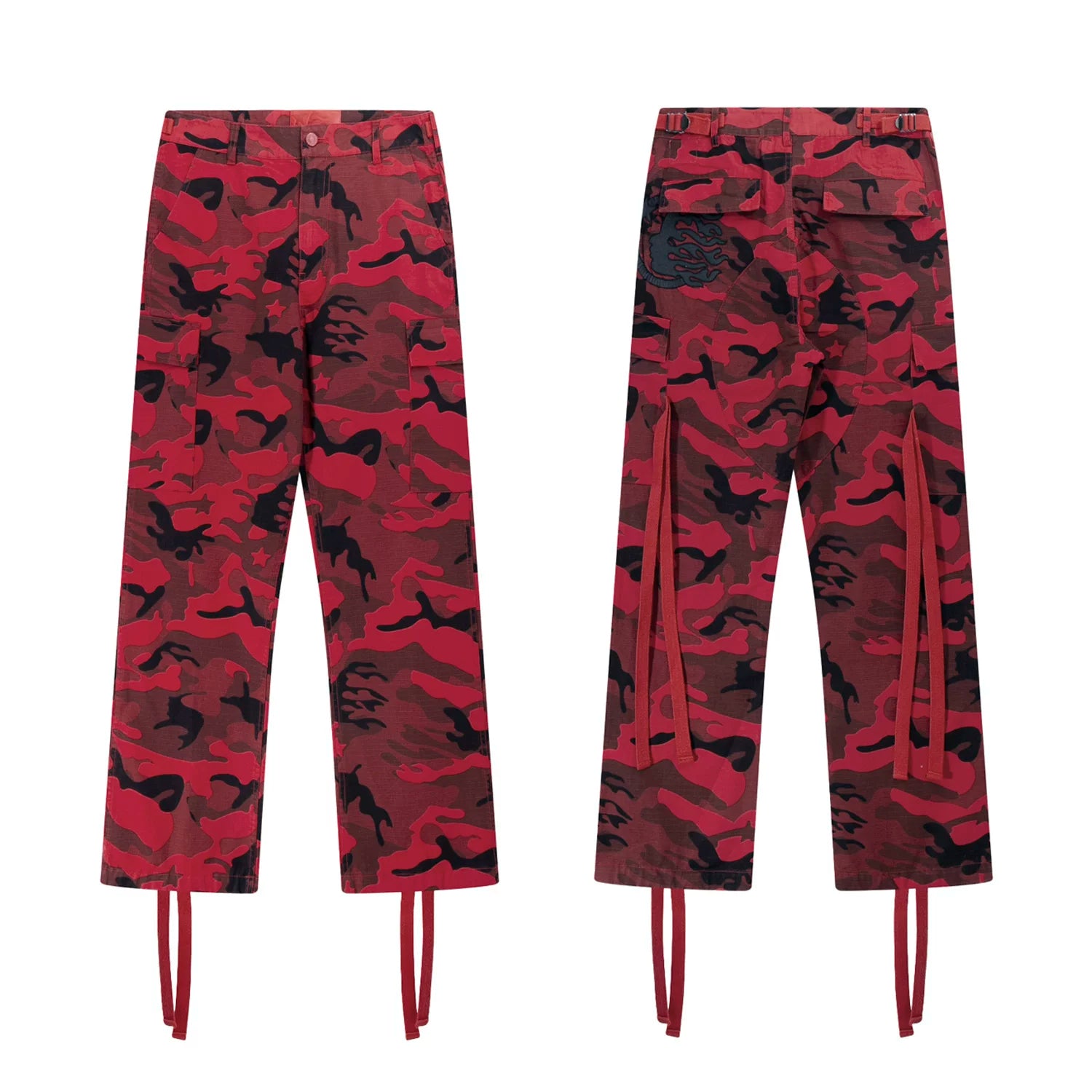 Hellstar Camo Cargo Pants with Straps red