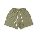 SAINT VANITY Vintage Graphic Side-Snap Casual Shorts - Olive Green / Vintage Wash