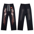 Hellstar Flame Graphic Drawstring Sweatpants black