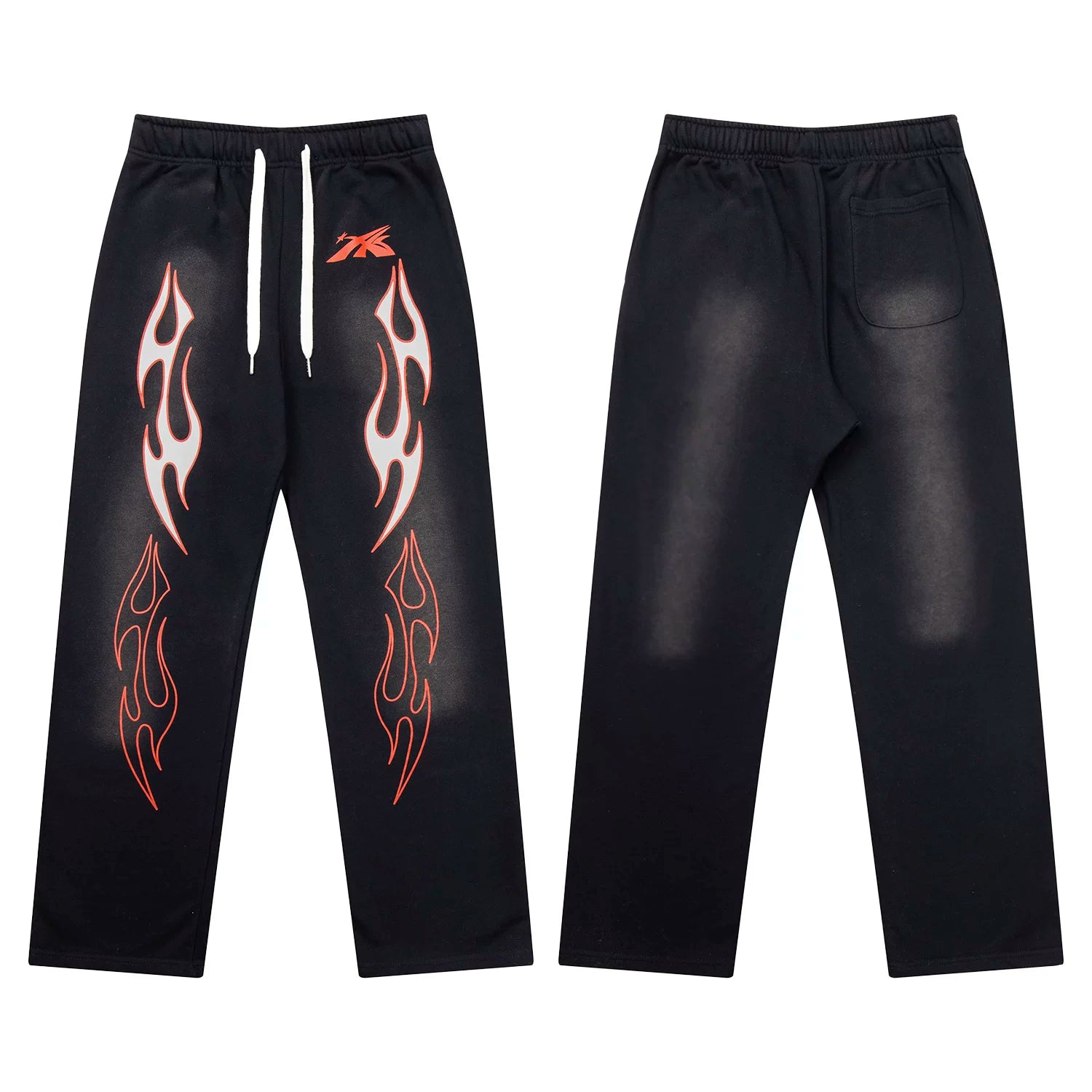 Hellstar Flame Graphic Drawstring Sweatpants black
