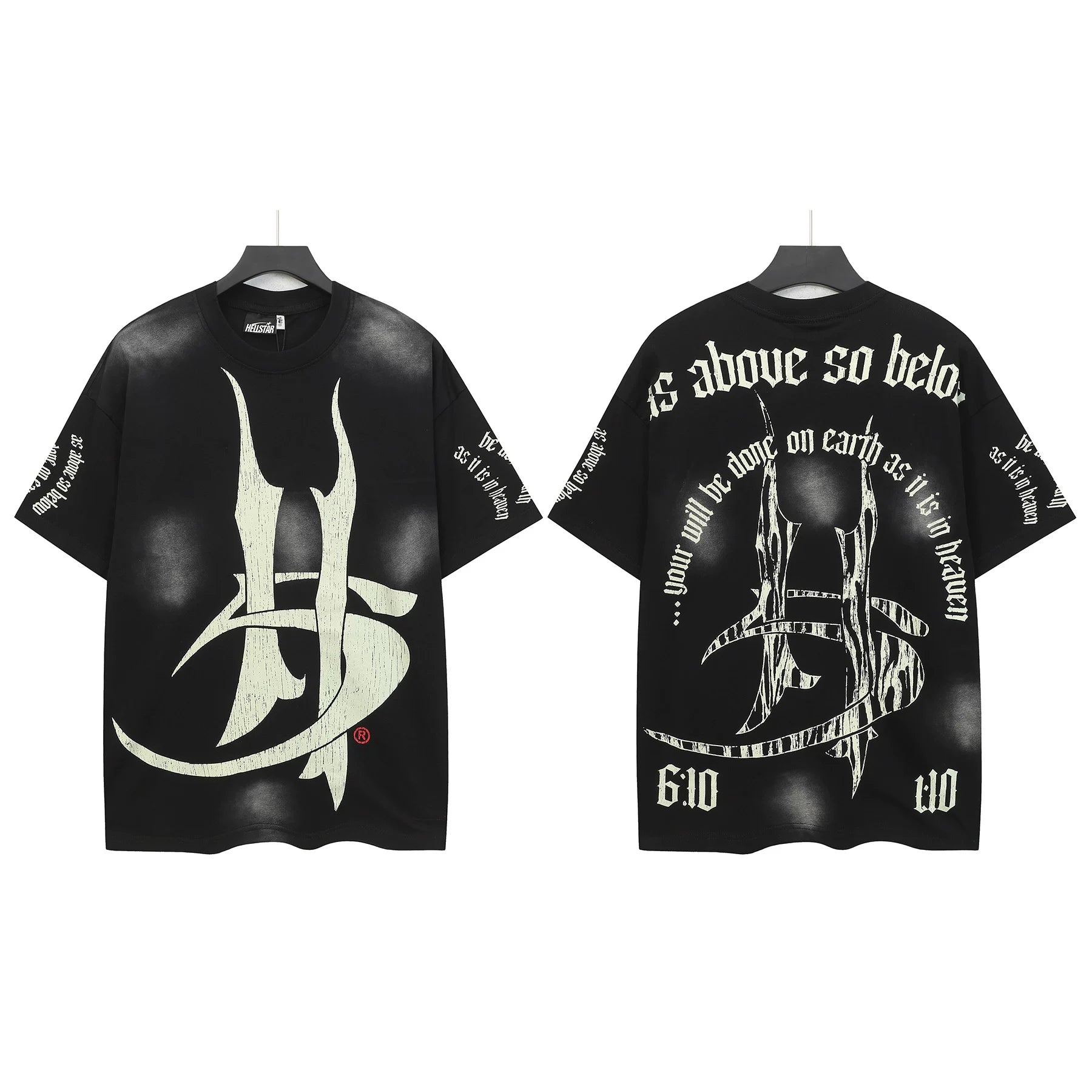 Hellstar "As Above So Below" Monogram & Quote Graphic Tee - Black