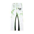 Gallery Dept. "GALERIE DEPT." Lime Green Tie-Dye Wash Contrast Panel Sweatpants - White