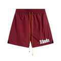 RHUDE Small Script Logo Drawstring Athletic Shorts - Maroon / Burgundy
