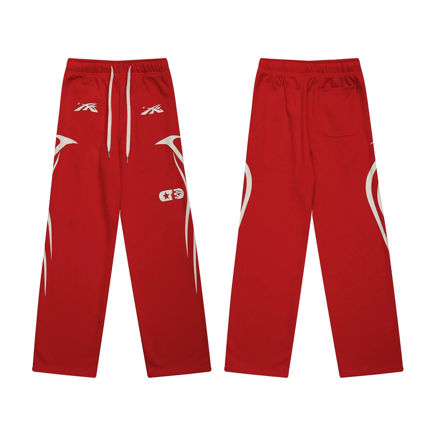 Hellstar Side Flame Graphic Drawstring Sweatpant red