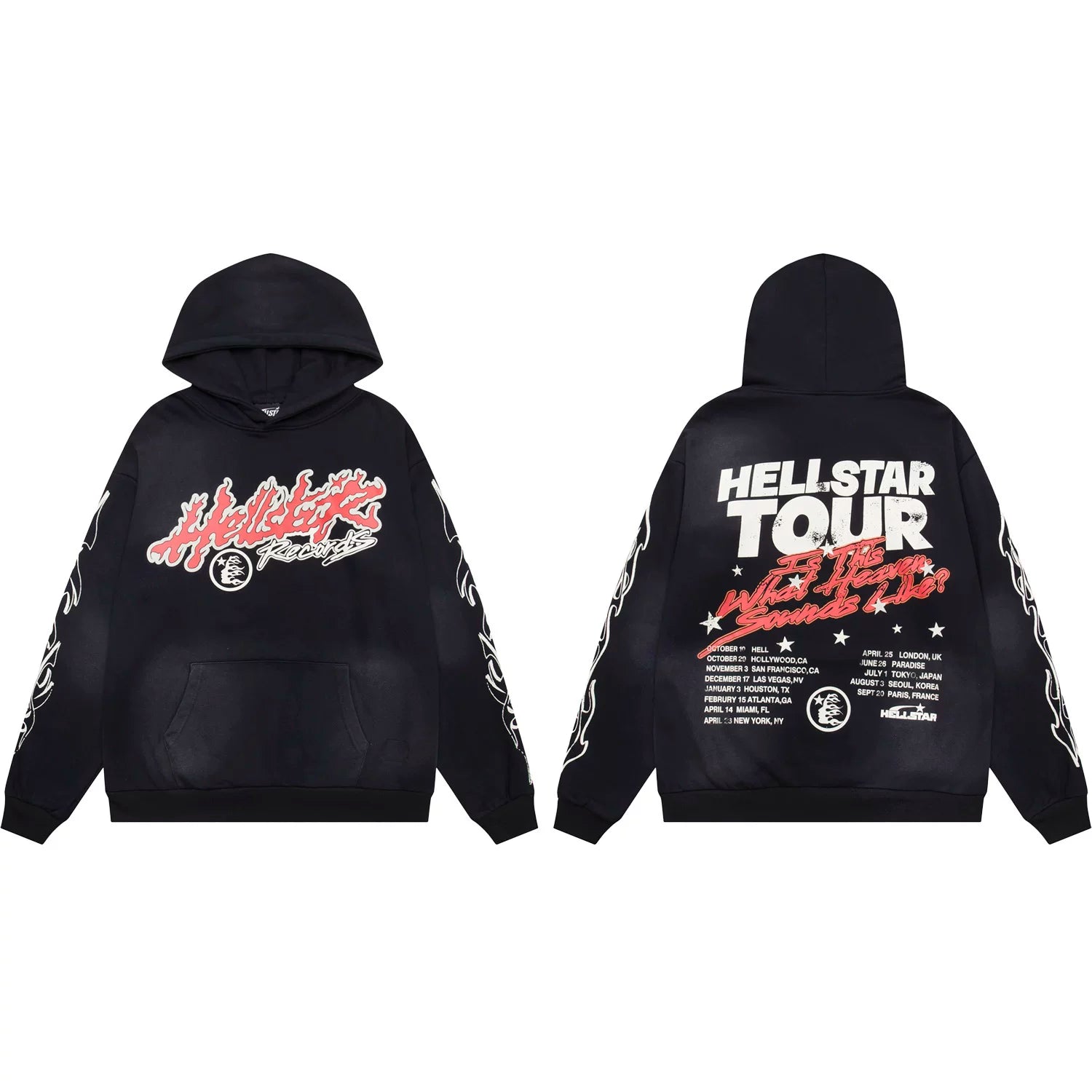 Hellstar Tour Records Graphic Black Hoodie