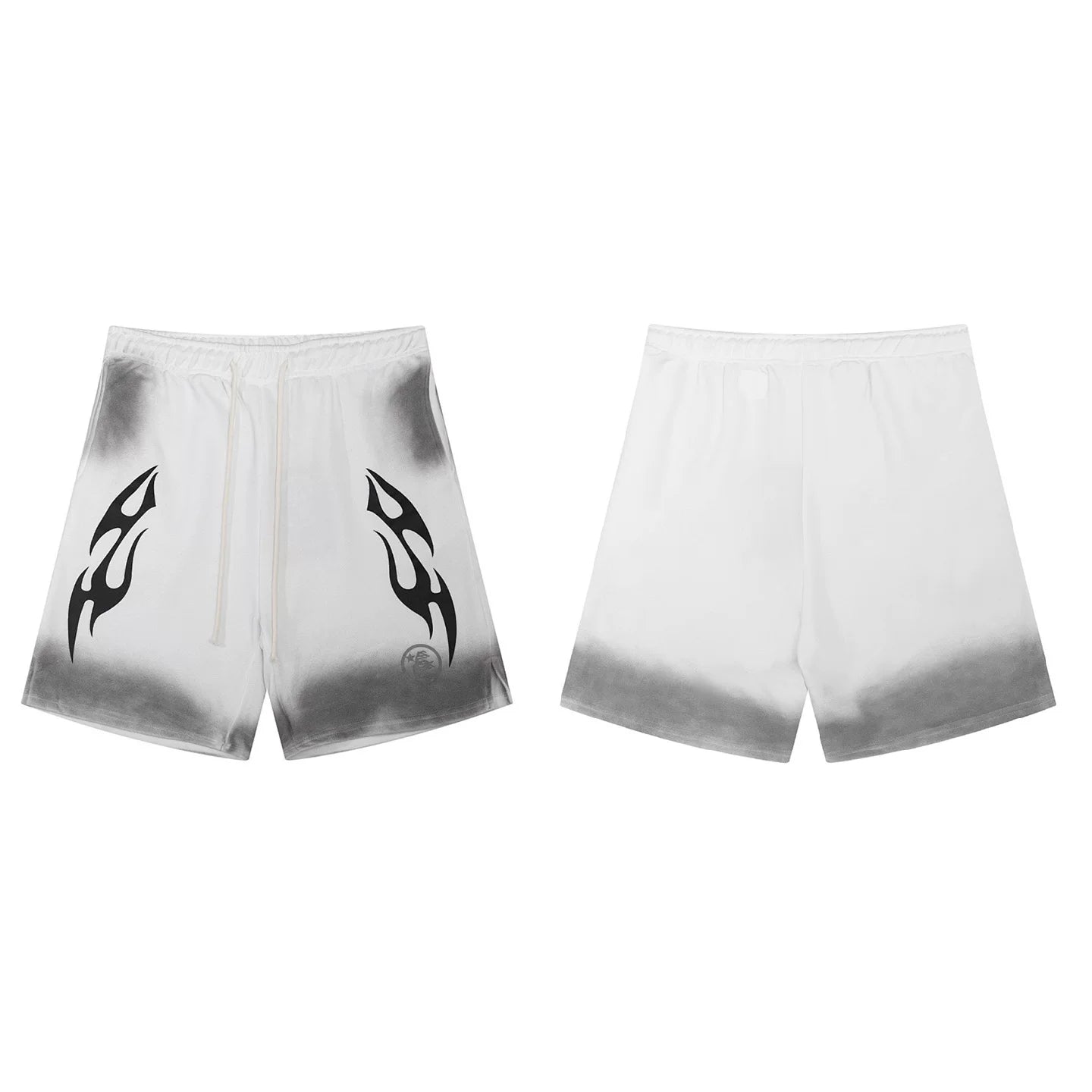 Hellstar Tribal Flame Gradient Shorts white