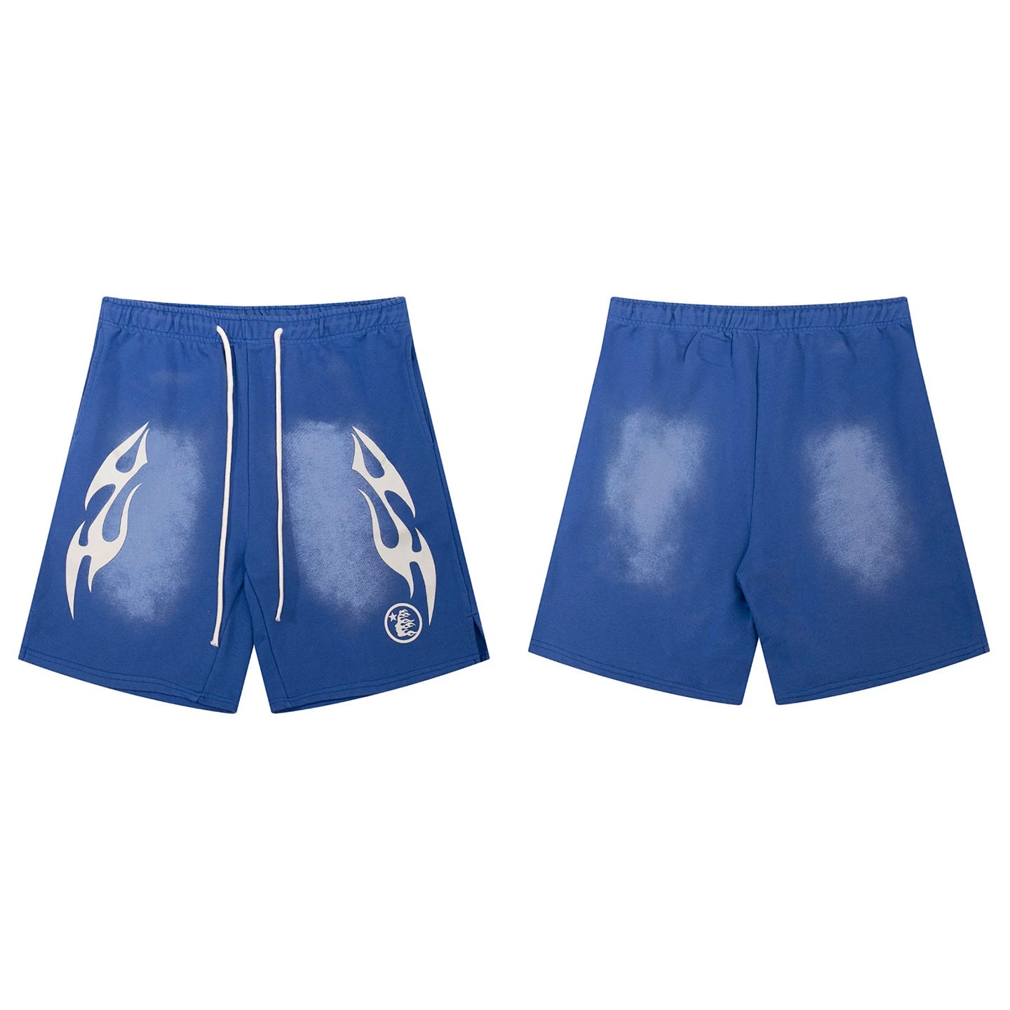 Hellstar Tribal Flame Gradient Shorts blue