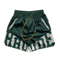 RHUDE Logo Panel Athletic Shorts - Forest Green / White
