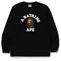 BAPE Style Collegiate Arc Logo & Ape Head Long-Sleeve Tee - Black