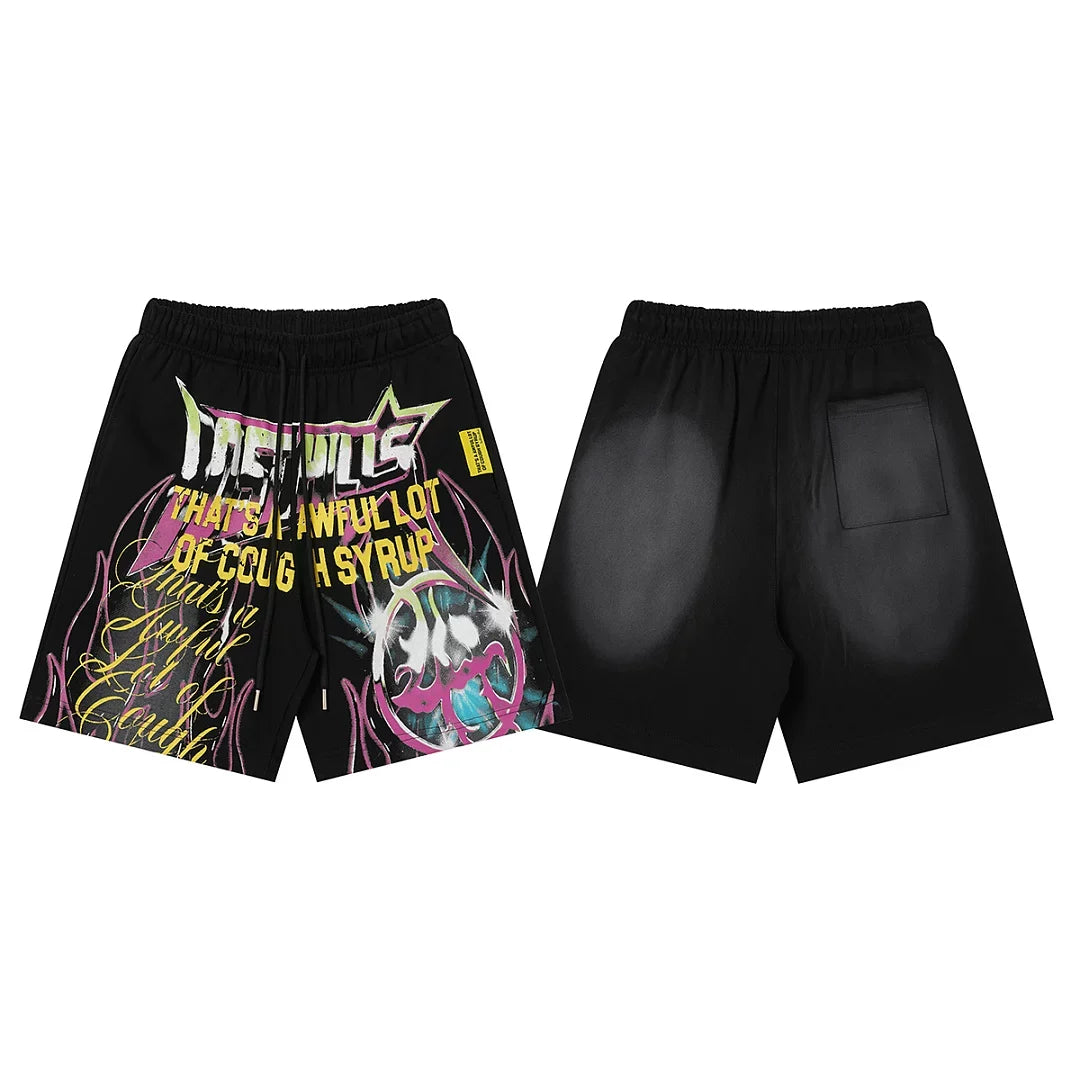 That's A Awful Lot Of Cough Syrup ALOCS Tribale Sweatshorts - Black / Multi