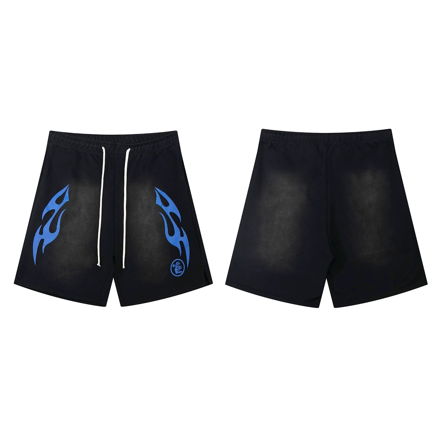 Hellstar Tribal Flame Gradient Shorts black