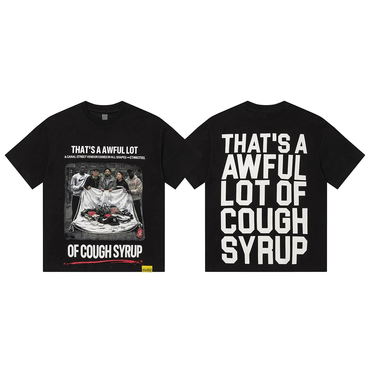 That's A Awful Lot Of Cough Syrup Table Collage T-Shirt - Black