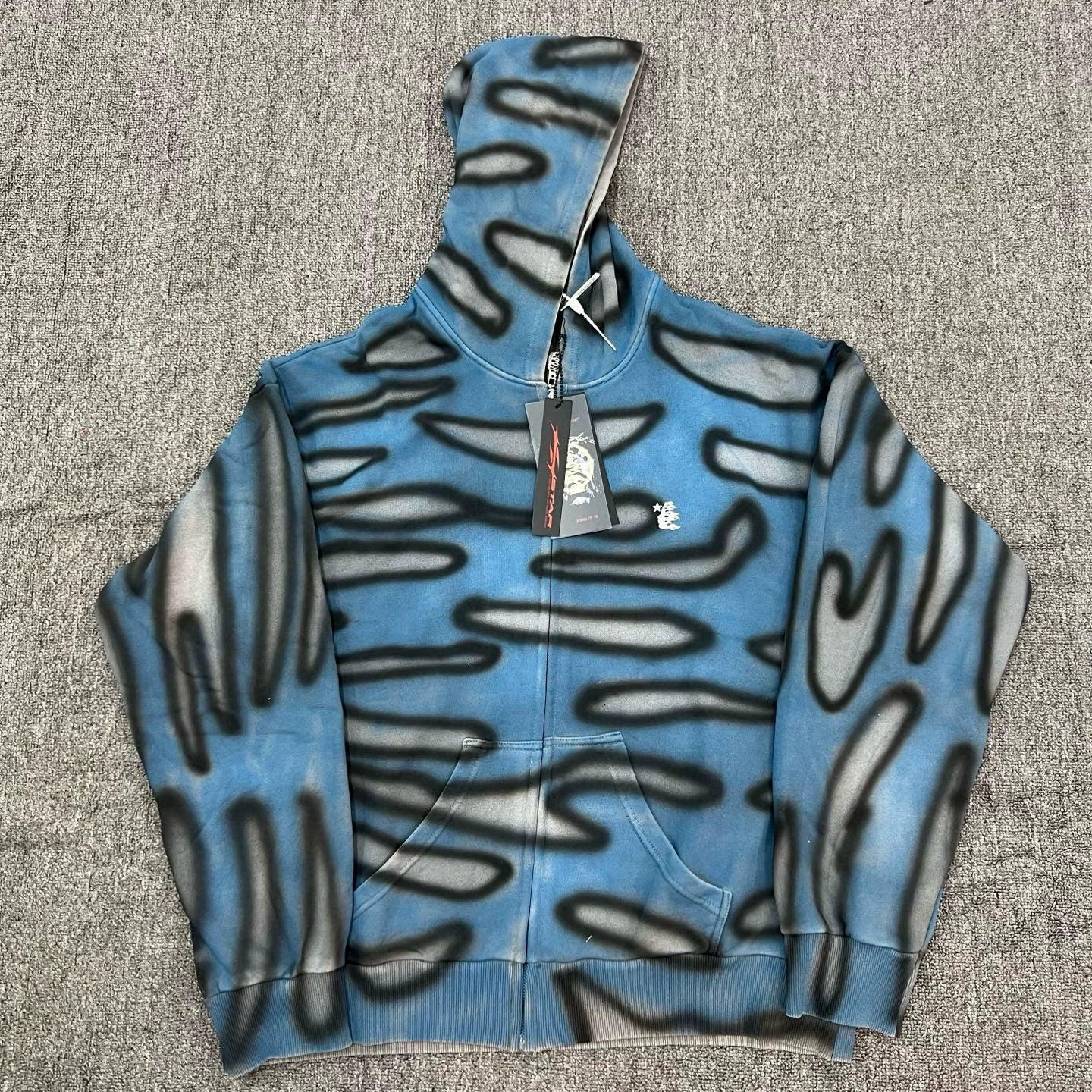 Hellstar American Tie Dye Classic Full-Zip Hoodie blue