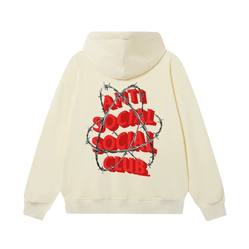 Anti Social Social Club Barbed Wire Logo Hoodie - Cream