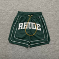 RHUDE Piping Arch Logo Drawstring Athletic Shorts - Dark Green