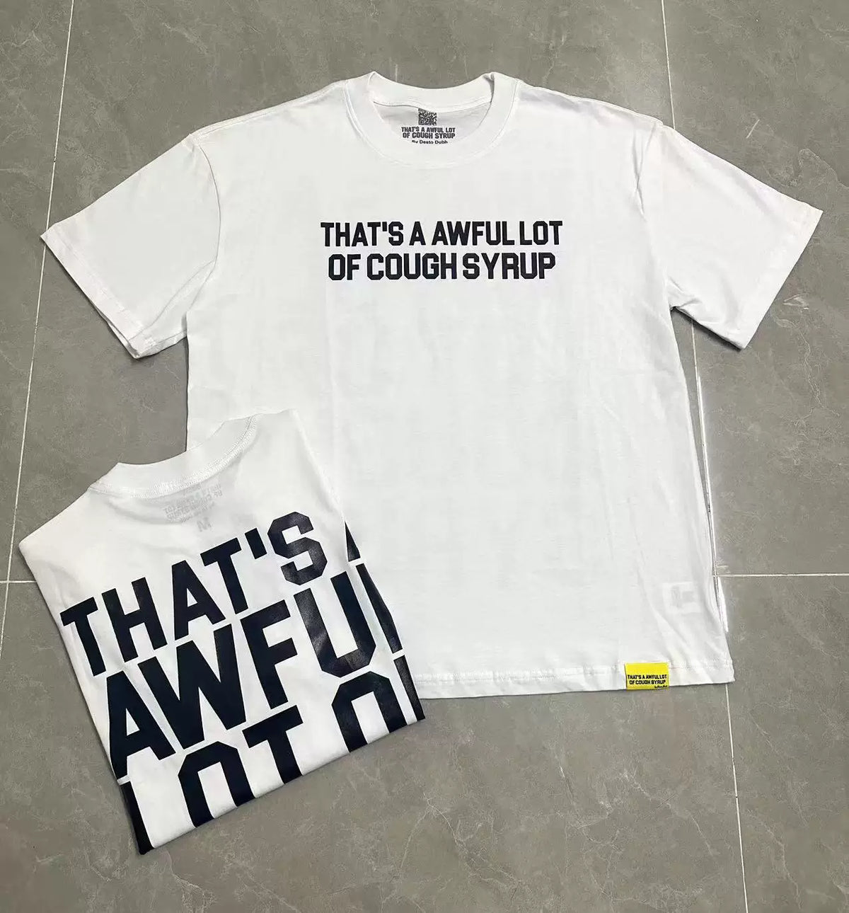 That's A Awful Lot Of Cough Syrup Classic Logo T-Shirt - White / Black