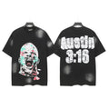 "Austin 3:16" Screaming Face Graphic Tee - Black