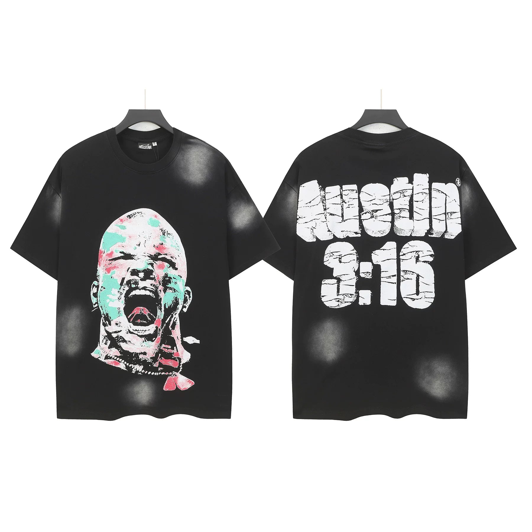 "Austin 3:16" Screaming Face Graphic Tee - Black