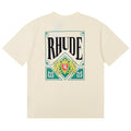 RHUDE Crest & Bold Lettering Graphic Back-Print T-Shirt - Cream