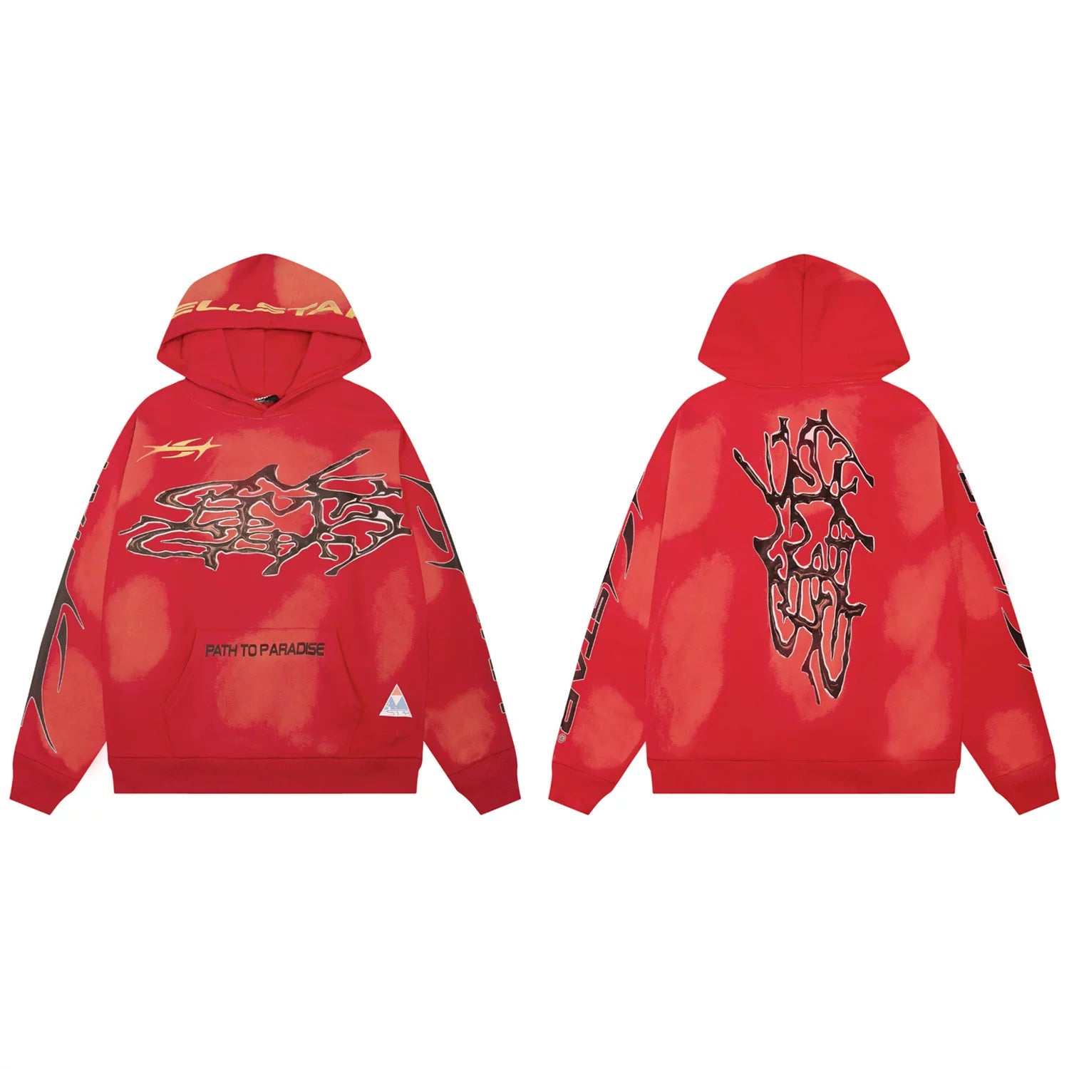 Hellstar Abstract Graffiti Red Hoodie