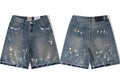 Gallery Dept. Vintage Paint Splatter Denim Shorts - Dark Blue