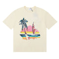 RHUDE "Sunset Beach" Graphic Print T-Shirt - Cream