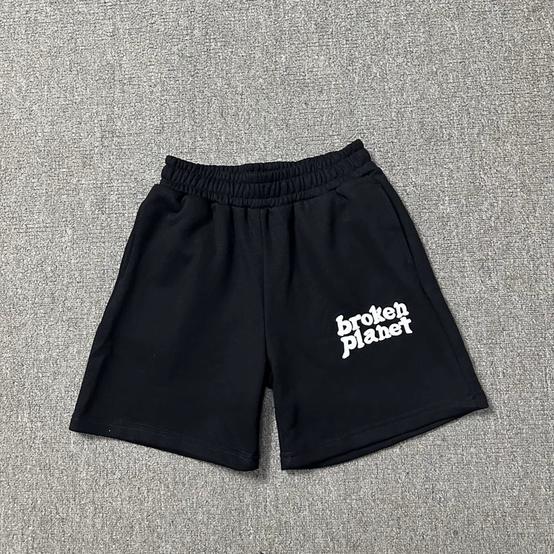 Broken Planet Market Logo Fleece Shorts - Black