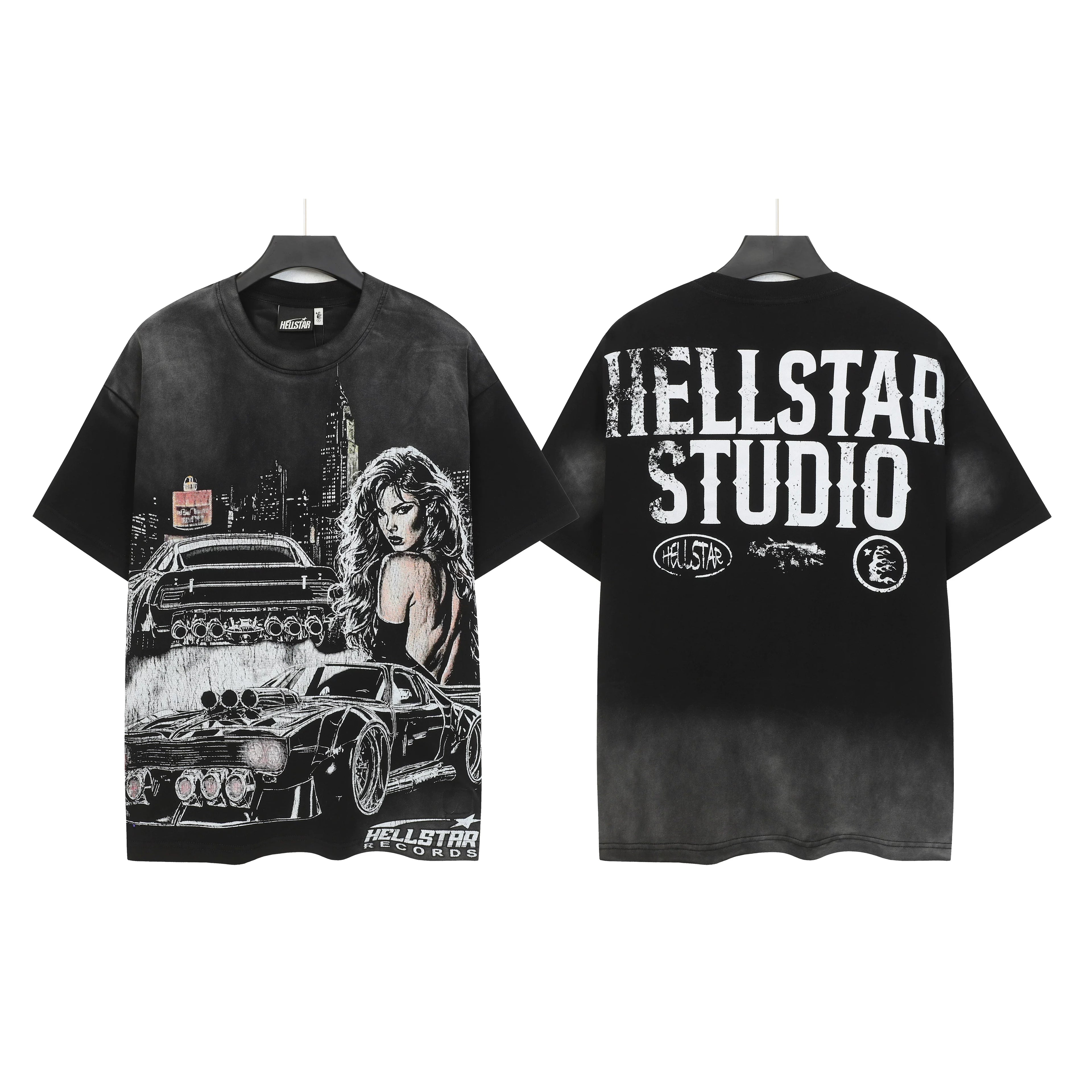 Hellstar Studio Muscle Car & Woman Graphic Tee -  Black