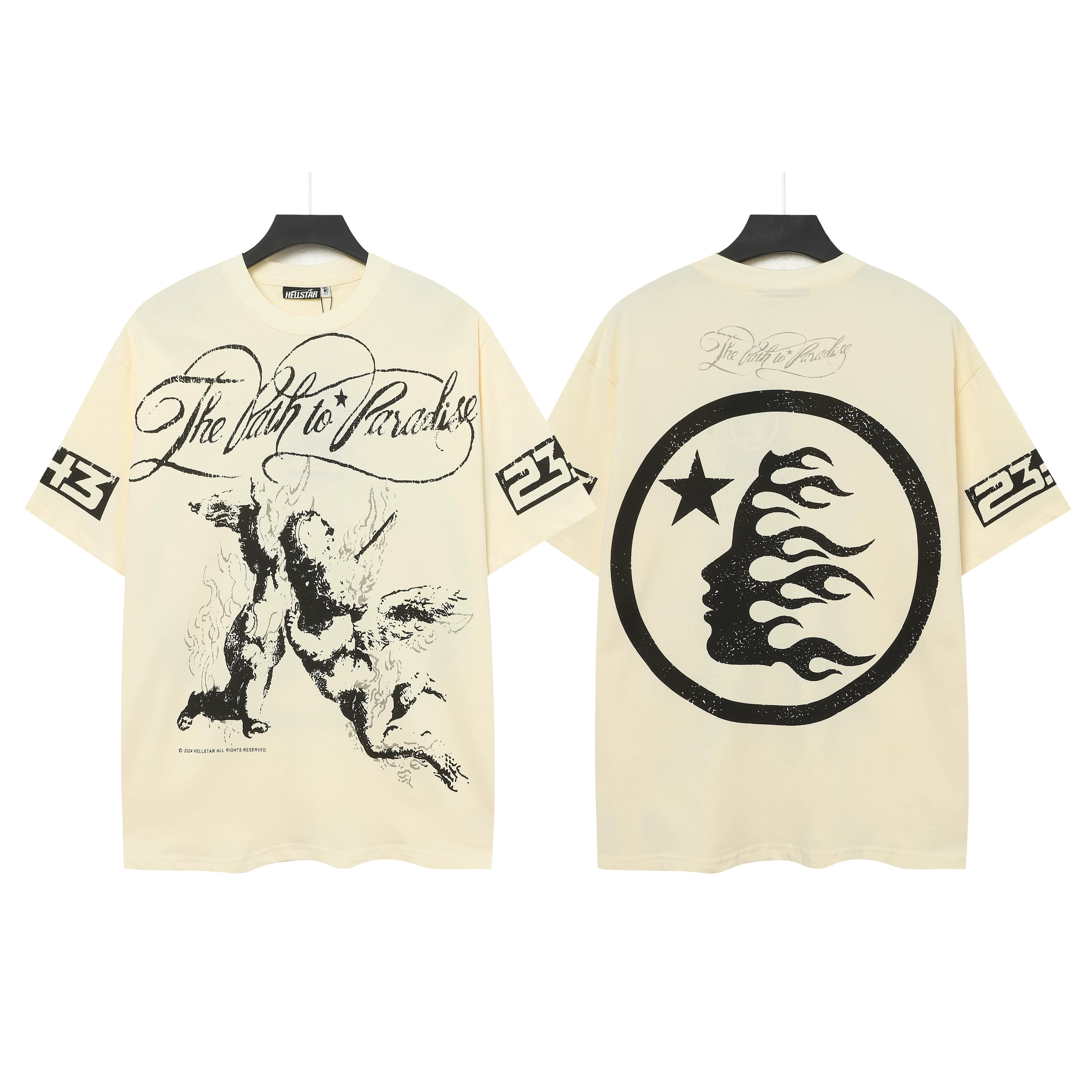 Hellstar "The Path to Paradise" Cherub & Flame Face Graphic Tee Cream