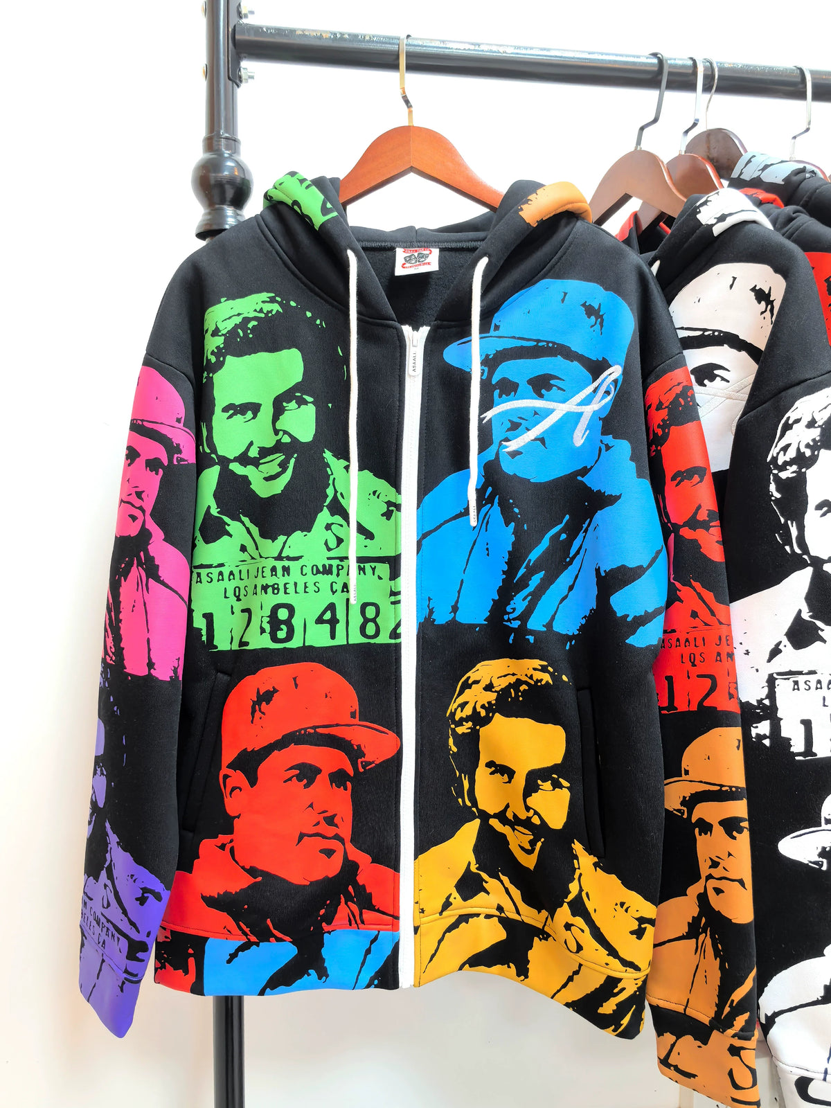 That's A Awful Lot Of Cough Syrup Portrait All-Over Print Full-Zip Hoodie - Multi / Color Wash